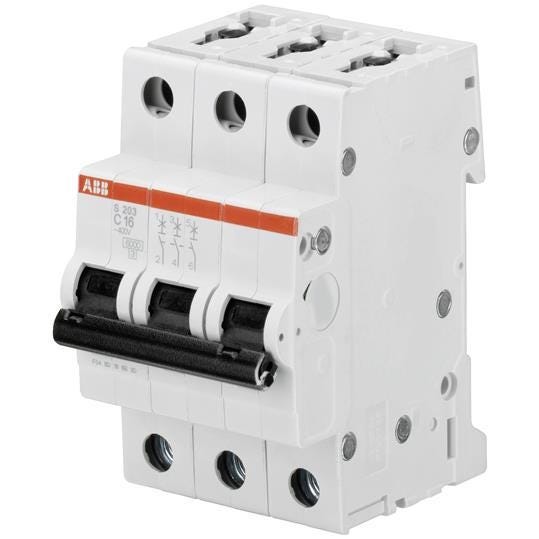 Minidisjuntor Tripolar, Curva C, In:10A, Icu:20kA/127V e 10kA/230V, Norma ABNT NBR NM 60947-2, S203-C10, Linha S200, ABB